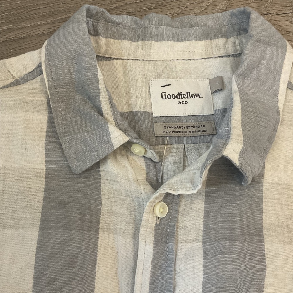 Goodfellow & CO Standard fit gray and white checkered button down shirt - Picture 4 of 8